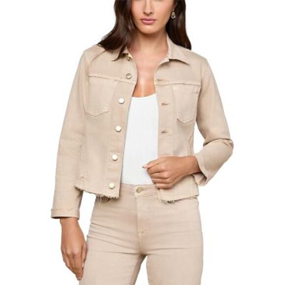 L'AGENCE Jackets & Blazers - L’Agence Janelle Jean Jacket M Biscuit Cropped Denim Trucker Raw Hem